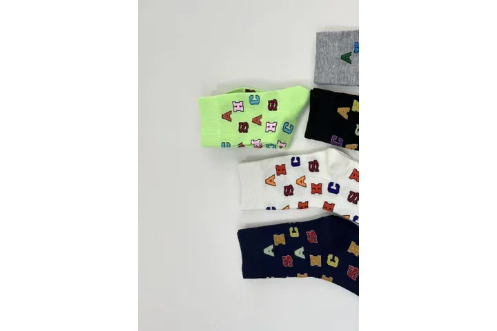 Representative commercial sample visual for Custom Letter Crew Socks SKU 1113 in the DK Marketplace.
